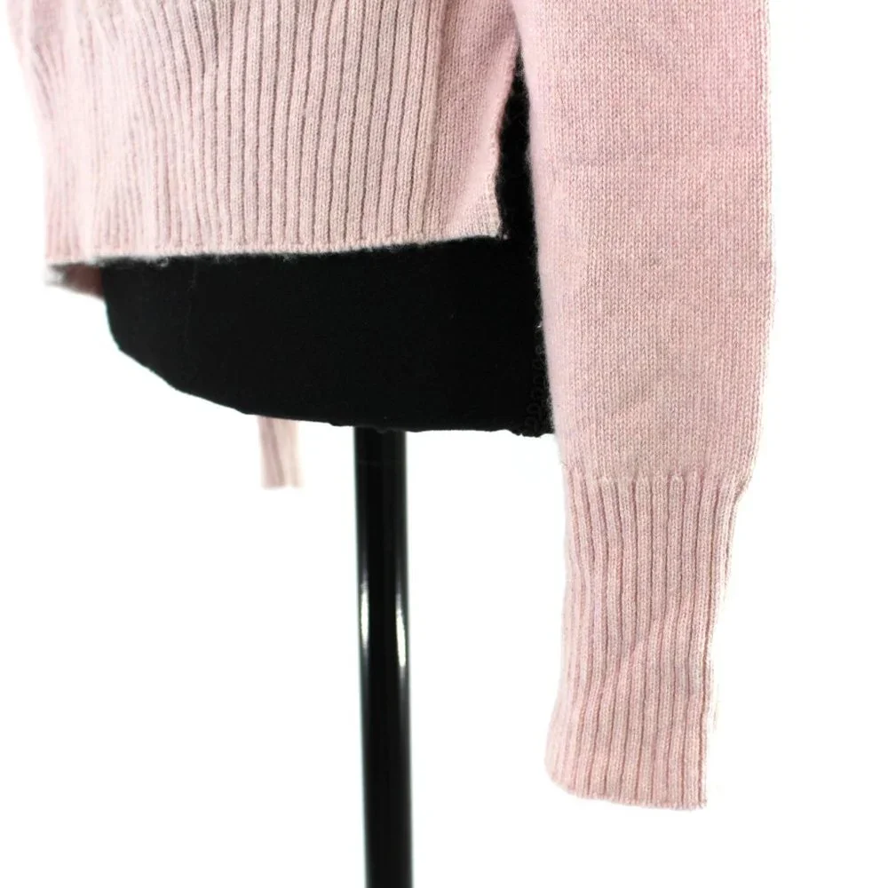 Vince Asymmetrical Pink Cashmere Side Slit Hemline Sweater XS Crewneck Pullover